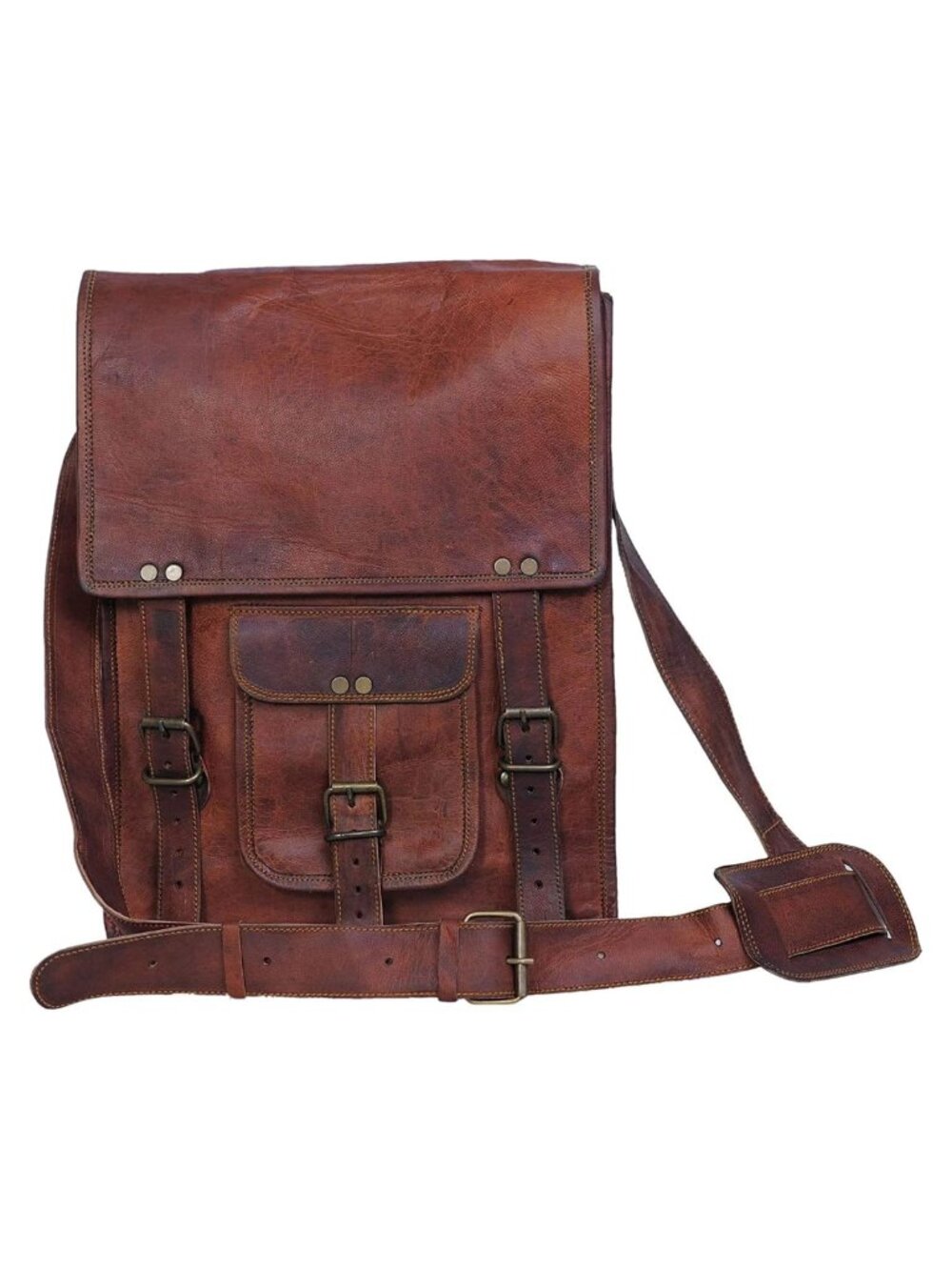Full Grain Leather Messenger Bag Satchel Tablet Bag Crossbody